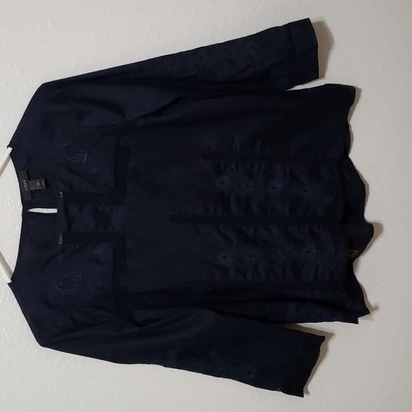 J. Crew Embroidered Top, Color Navy, Size 0P - Picture 3 of 16